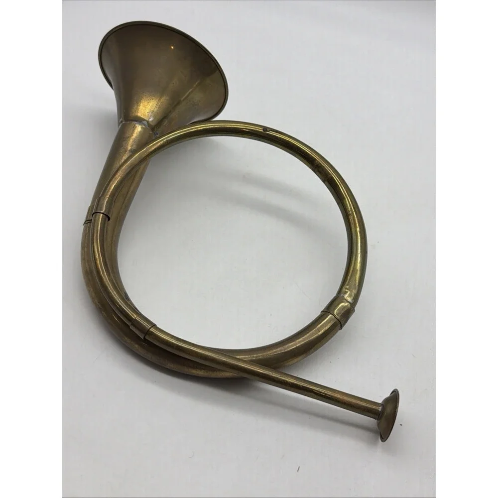 Vintage Brass Metal Natural Horn French or Hunting Style Decorative Patina 7x12